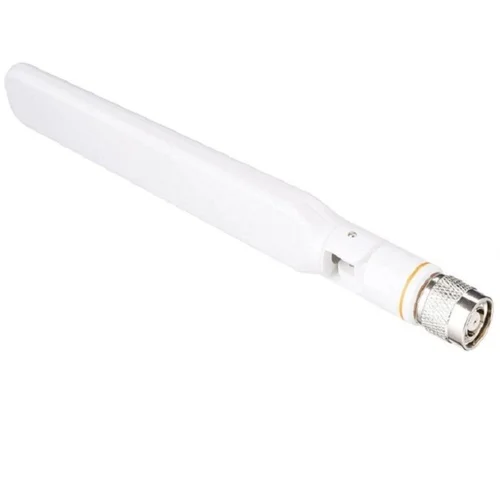 Side-angle view of Cisco AIR-ANT2524DW-R antenna showing adjustable dipoles and durable white exterior housing.