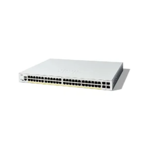 Cisco Catalyst 48-port PoE+ Layer 3 switch providing secure, high-speed connectivity and power delivery for enterprise devices.