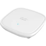 Front view of Cisco C9105AXW-E Wi-Fi 6 access point designed for high-speed wireless connectivity in enterprise environments.