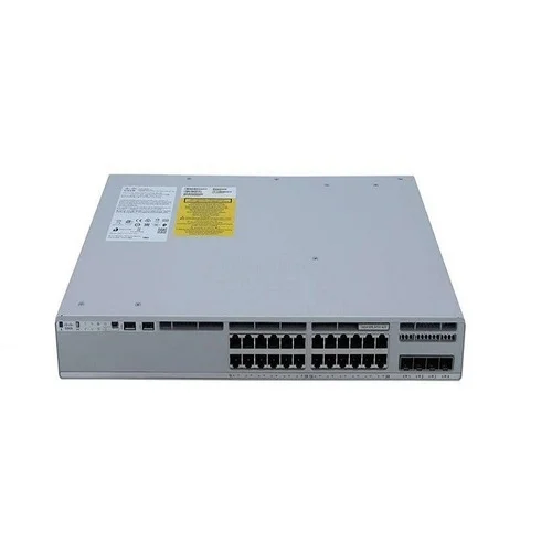 Front view of Cisco C9200-24PB showcasing 24 PoE ports designed for efficient enterprise network power delivery.
