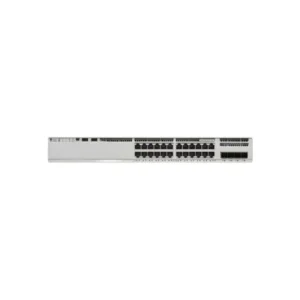 Front view of Cisco C9200-24T-A displaying 24 Ethernet ports optimized for Layer 3 routing and enterprise network efficiency.