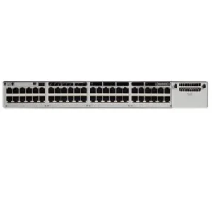 Front panel of the Cisco Catalyst C9200-48PL-A showcasing 48 PoE+ Ethernet ports and compact chassis design.
