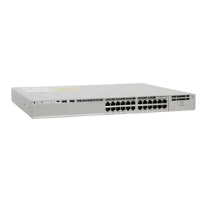 Front view of Cisco C9200L-24PXG-2Y-A displaying 24 PoE+ ports designed for efficient and scalable enterprise networking.