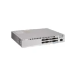 Angled perspective of Cisco C9200L-24PXG-4X-A chassis highlighting its compact build and efficient port arrangement for reliable network power delivery.