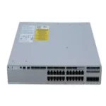 Front view of Cisco C9200L-24PXG-4X-E showcasing 24 PoE+ ports designed for high-performance enterprise connectivity.