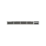 Front view of Cisco C9200L-48P-4X-A showcasing 48 PoE+ ports with LED indicators for advanced enterprise connectivity.