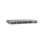 Angled perspective of Cisco C9200L-48P-4X-A highlighting sturdy chassis and ventilation design for reliable rack-mounted deployment.