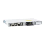 Angled perspective of Cisco C9200L-48PL-4X-E switch highlighting its compact chassis and advanced port layout for scalable network performance.