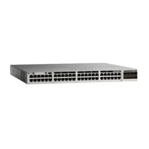 Front view of Cisco C9200L-48PXG-2Y-A highlighting 48 PoE+ ports designed for high-capacity enterprise network deployment.