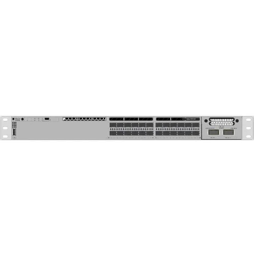 Front view of Cisco C9300-24S-M displaying 24 gigabit ports designed for reliable enterprise network connectivity.