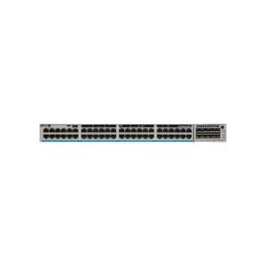 Front view of Cisco Catalyst C9300-48H showcasing 48 high-capacity ports designed for scalable enterprise networking.