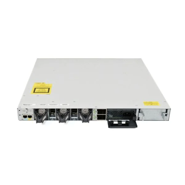 Angled perspective of the Cisco C9300-48S-A chassis highlighting its compact design and airflow-optimized structure for reliable operation.