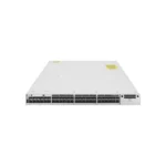Front view of Cisco Catalyst C9300-48S-A showcasing its 48 neatly arranged gigabit ports for high-performance enterprise networking.