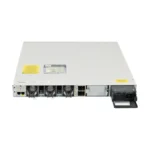 Angled perspective of Cisco C9300-48U-A chassis highlighting its compact design and advanced connectivity features for scalable business networks.