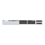 Front view of Cisco 9300L-24T-4X-A showing 24 Ethernet ports designed for efficient Layer 3 enterprise networking.
