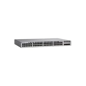 Front panel of Cisco C9300L-48UXG-2Q-A 48-Port switch showing high-speed 10G/40G uplink ports and compact chassis design.