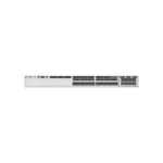 Front view of Cisco C9300X-12Y-A 12-port switch highlighting its high-density Ethernet layout for scalable enterprise networking.