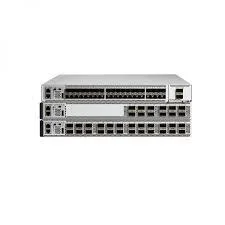 Angled perspective of Cisco C9500-16X-2Q-E chassis highlighting its compact structure and optimized port layout for scalable connectivity.