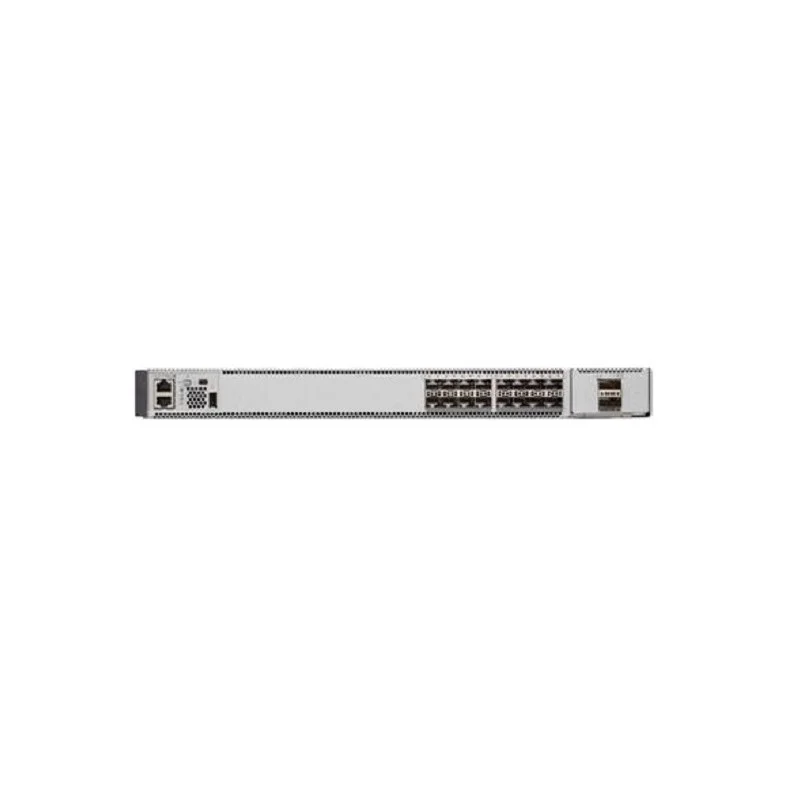 Front view of Cisco C9500-16X-2Q-E showcasing 16 high-speed ports designed for advanced enterprise network management.