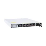 Angled perspective of Cisco C9500-16X-E switch highlighting its compact chassis and optimized layout for high-bandwidth data transmission.