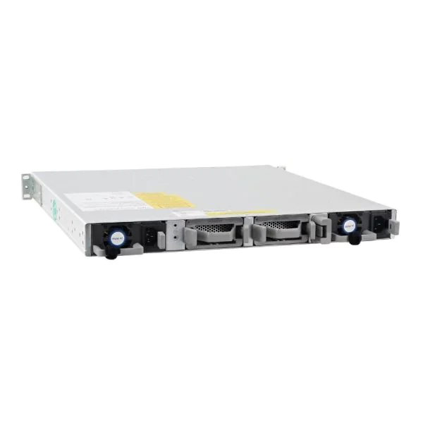 Angled perspective of Cisco C9500-48Y4C-A highlighting rack-mount design and integrated cooling system for optimized performance.