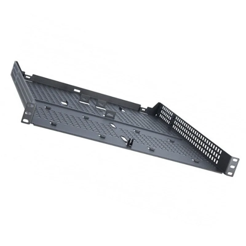 Side view of Cisco C9800L-RMNT TAA-compliant mounting tray showing durable steel construction and bracket alignment.