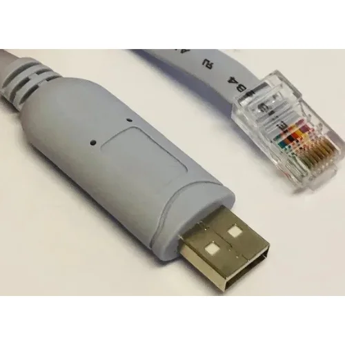Cisco CAB-CONSOLE-USB 6ft blue console cable designed for connecting network devices to PC USB ports.