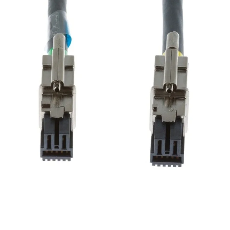 Close-up of Cisco CAB-SPWR-150CM 1.5-meter power cable ends showing durable connectors and flexible insulation.