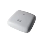 Rear view of Cisco CBW140AC access point showing Ethernet ports and wall-mount design for flexible installation.