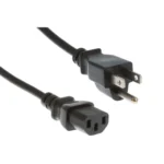 Coiled Cisco power cord displaying TAA-compliant connectors designed for secure and reliable server power connections.
