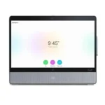 Cisco Webex Desk Pro collaboration device front view featuring touch display and integrated camera for video conferencing.