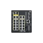 Front view of Cisco Catalyst IE3100 20-Port Rugged Switch showing industrial-grade Ethernet ports with durable metal casing.