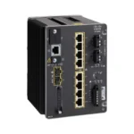Front view of Cisco Catalyst IE3300 8-Port Rugged Switch displaying industrial Ethernet ports with reinforced metal housing.