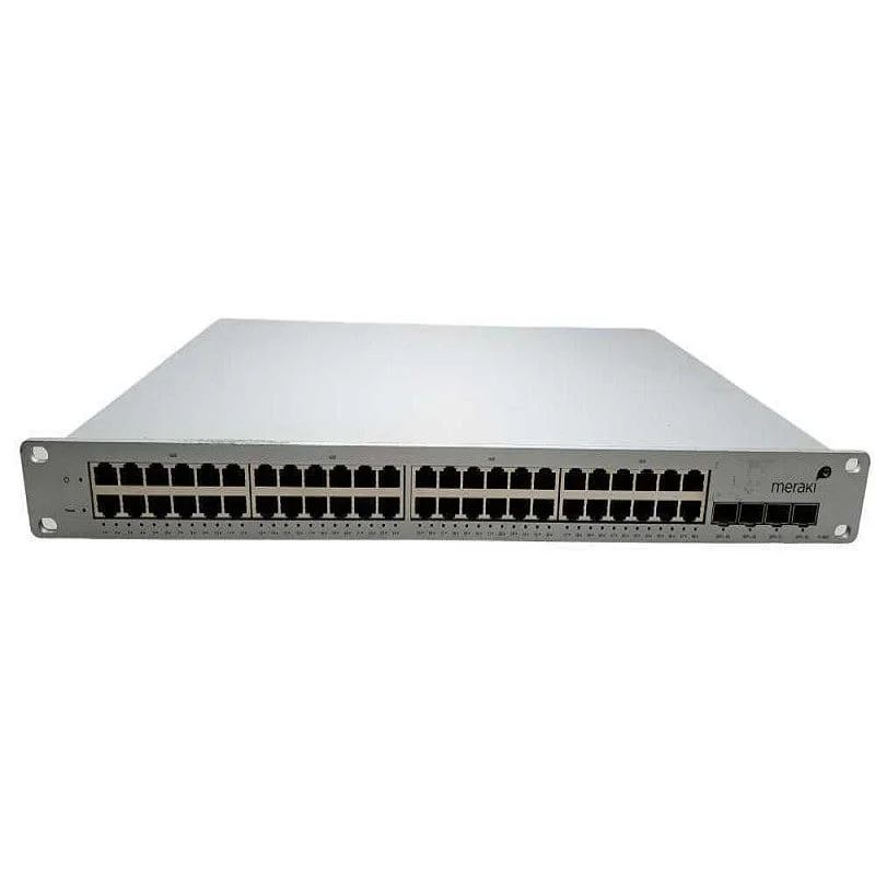 Cisco MS125-48LP-HW Meraki switch front view highlighting 48 LAN ports and compact chassis design.