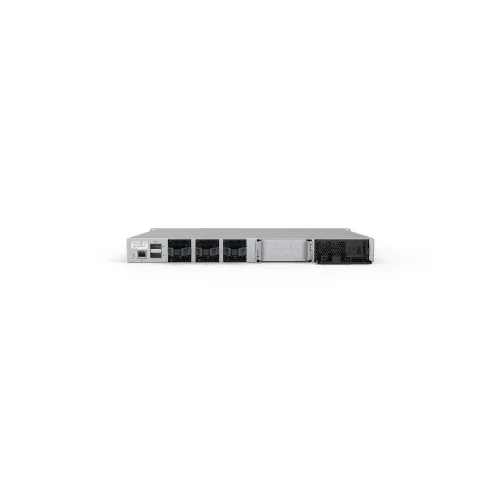 Angled view of Cisco MS450-12-HW highlighting compact rack-mount design and integrated cooling vents for optimal performance.