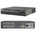 Rear view of Hikvision DS-9032HUHI-K8 32-Channel 5MP H.265 DVR highlighting video input ports and power connections