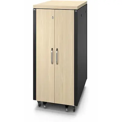 APC NetShelter CX 17U Soundproof Server Cabinet in Light Oak Finish