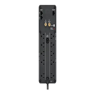 APC BR1500MS2 Rear View showing (10) NEMA 5-15R Outlets and Coax/Ethernet Protection