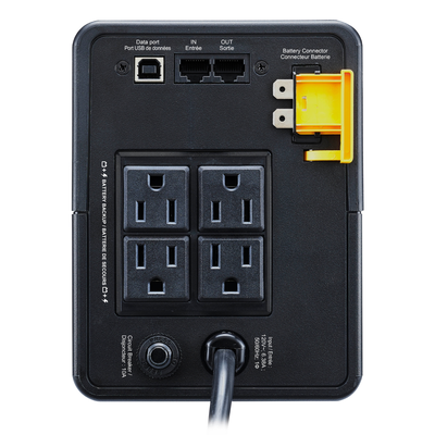 APC BVK750M2 Rear View showing (6) NEMA 5-15R Battery Backup & Surge Outlets