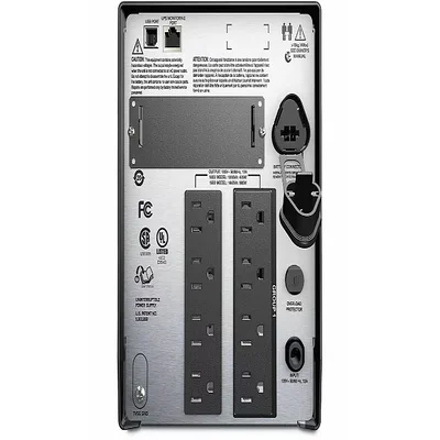 APC SMT1500X93 Rear Panel showing (8) NEMA 5-15R Outlets for Maritime Use