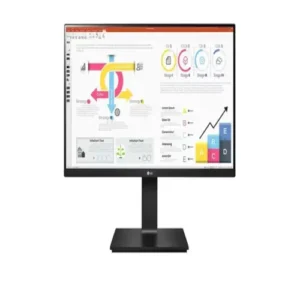 Front view of LG 24-inch WQHD monitor in black, featuring a high-resolution 1440p IPS display and thin-bezel design.