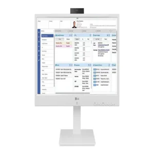 Front view of LG 24-inch All-in-One Thin Client featuring an integrated PC and ergonomic stand in a white finish.