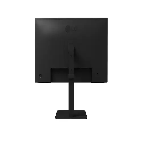 Rear view of LG 27-inch monitor highlighting the clean matte black finish and organized connectivity ports at the center.