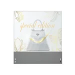 Front view of an LG 30-inch Transparent OLED Touch Signage display showing an interactive see-through screen.