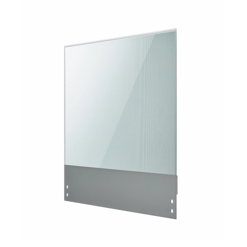 Rear view of the 30-inch transparent display highlighting the slim frame and the base-mounted hardware control unit.