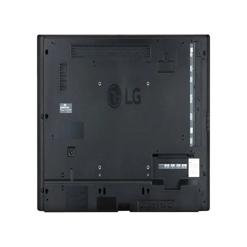 Rear view of LG 32-inch signage display showing the compact housing and industrial-grade connectivity for 24/7 use.