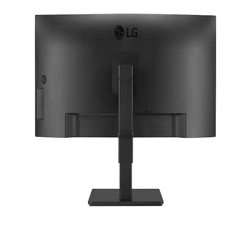 Rear view of the 34-inch curved monitor showing the ergonomic stand, VESA mount, and comprehensive connectivity ports.