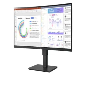 Front view of the LG 34-inch UltraWide curved business monitor with a 21:9 aspect ratio and integrated professional workspace features.