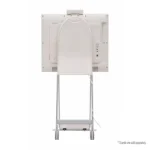 Rear view of LG 43-inch signage showing the integrated handle and smooth, modern casing for mobile or wall use.