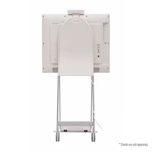 Rear view of LG 43-inch signage showing the integrated handle and smooth, modern casing for mobile or wall use.